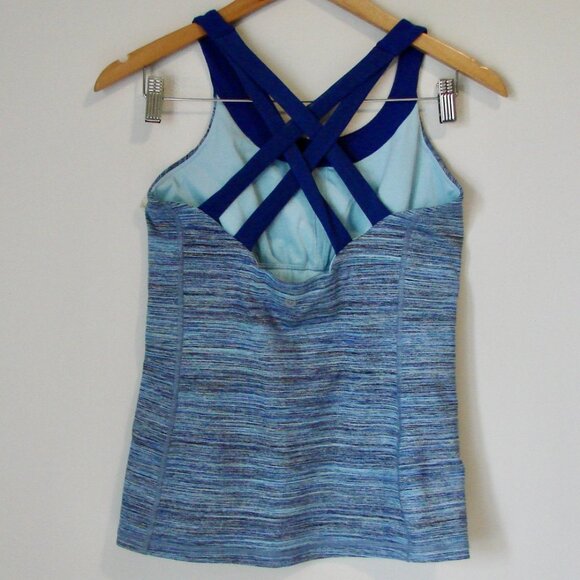 Lululemon Blue Enhearten Tank Yoga Crisscross Back Like New Size 8 - Picture 12 of 16
